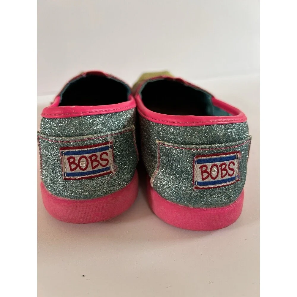 Skechers BOBS Glitter Bug Slip On Shoes Big Kid Sz 3 Sparkle Comfort Flats Pink